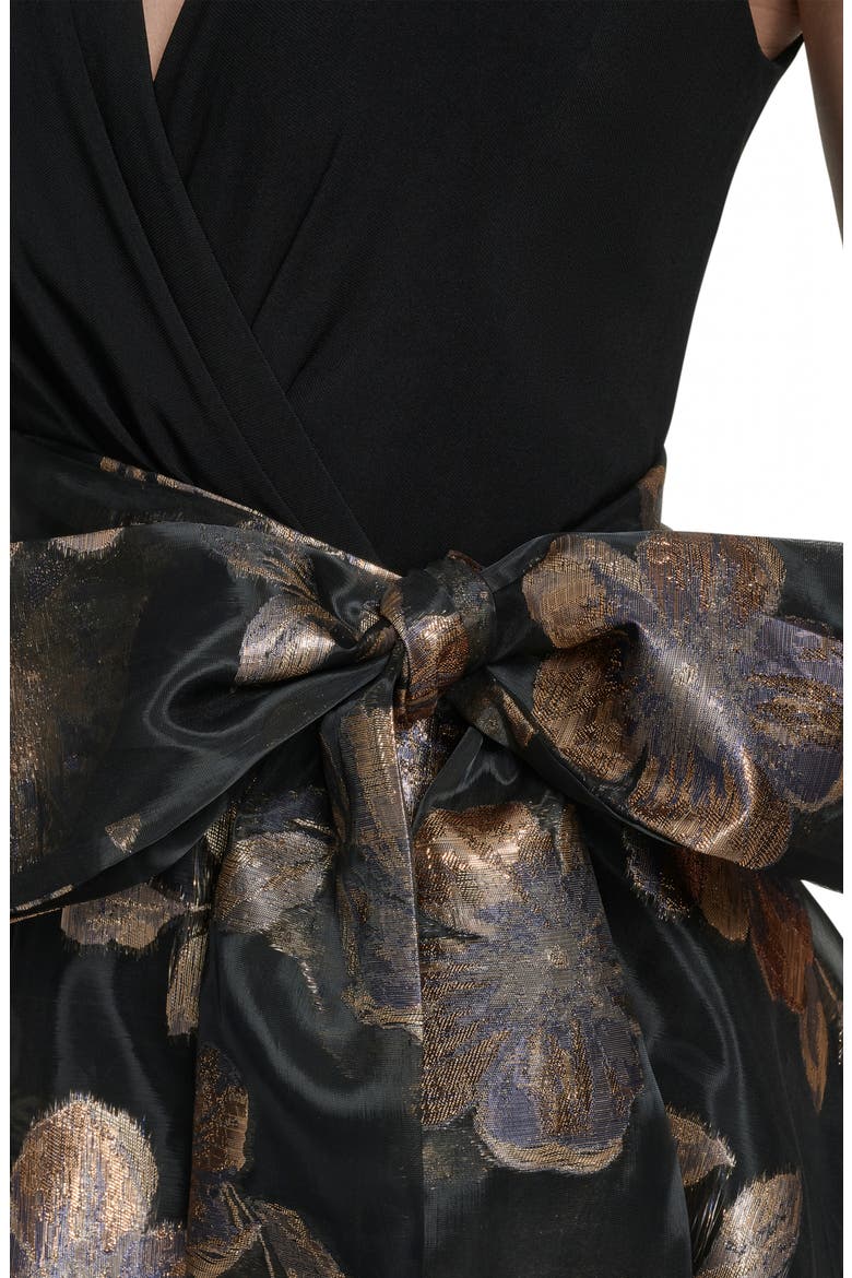 Tie Waist Gown, Alternate, color, BLK GOLD