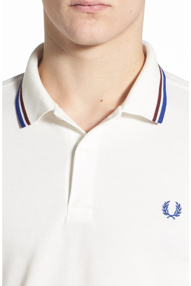 Extra Trim Fit Twin Tipped Piqué Polo, Alternate, color, SNOW WHITE/ PORT/ REGAL