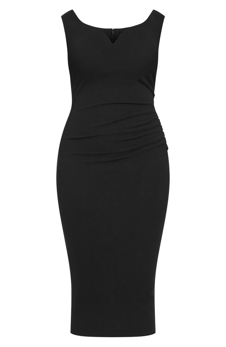 City Chic Kiana Stretch Crepe Sheath Dress, Alternate, color, Black