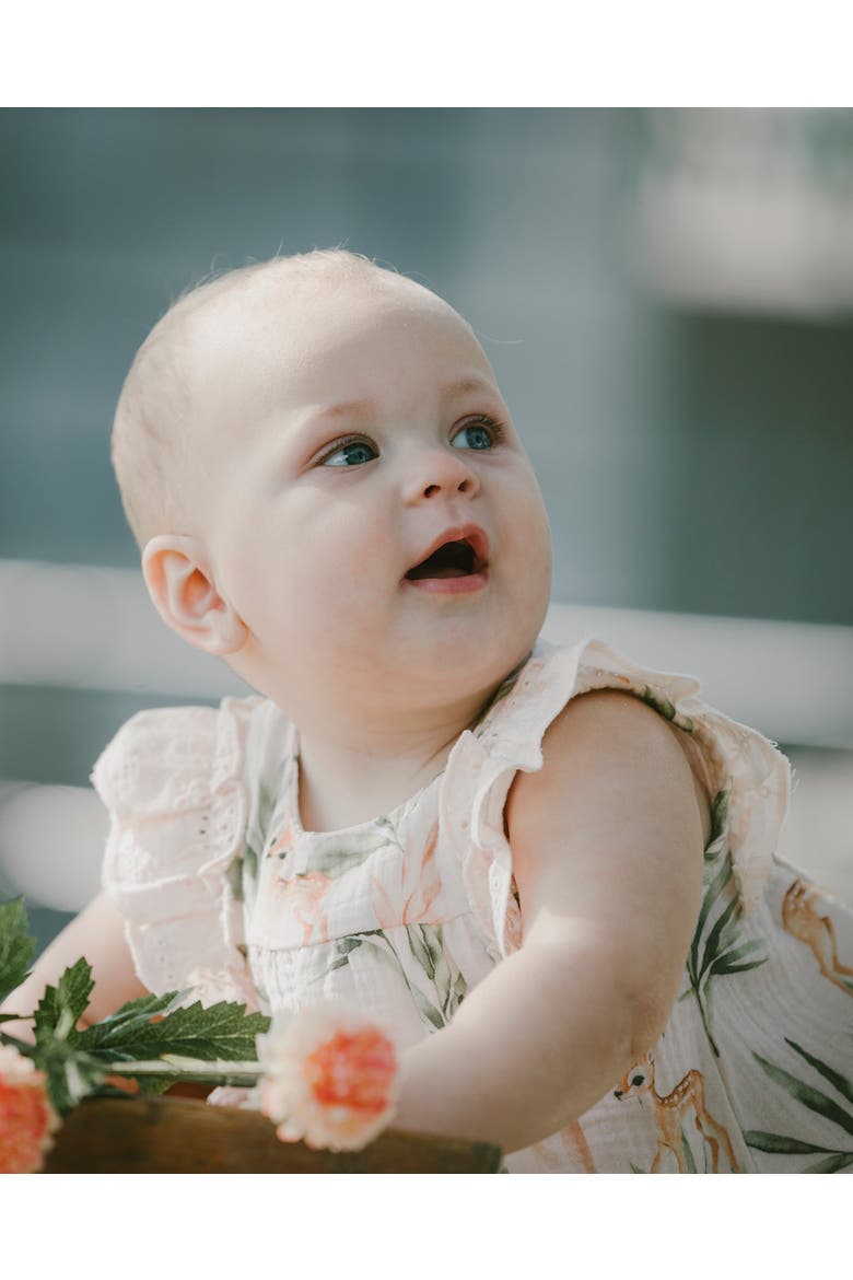 Muslin Dress and Bloomer Deer Printed Set, Alternate, color, Peach Deer Print