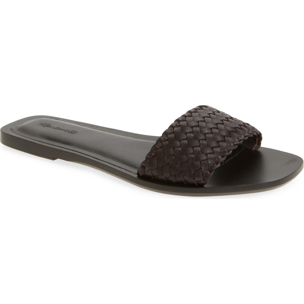 Shop Madewell The Cora Woven Slide Sandal In Dark Carob