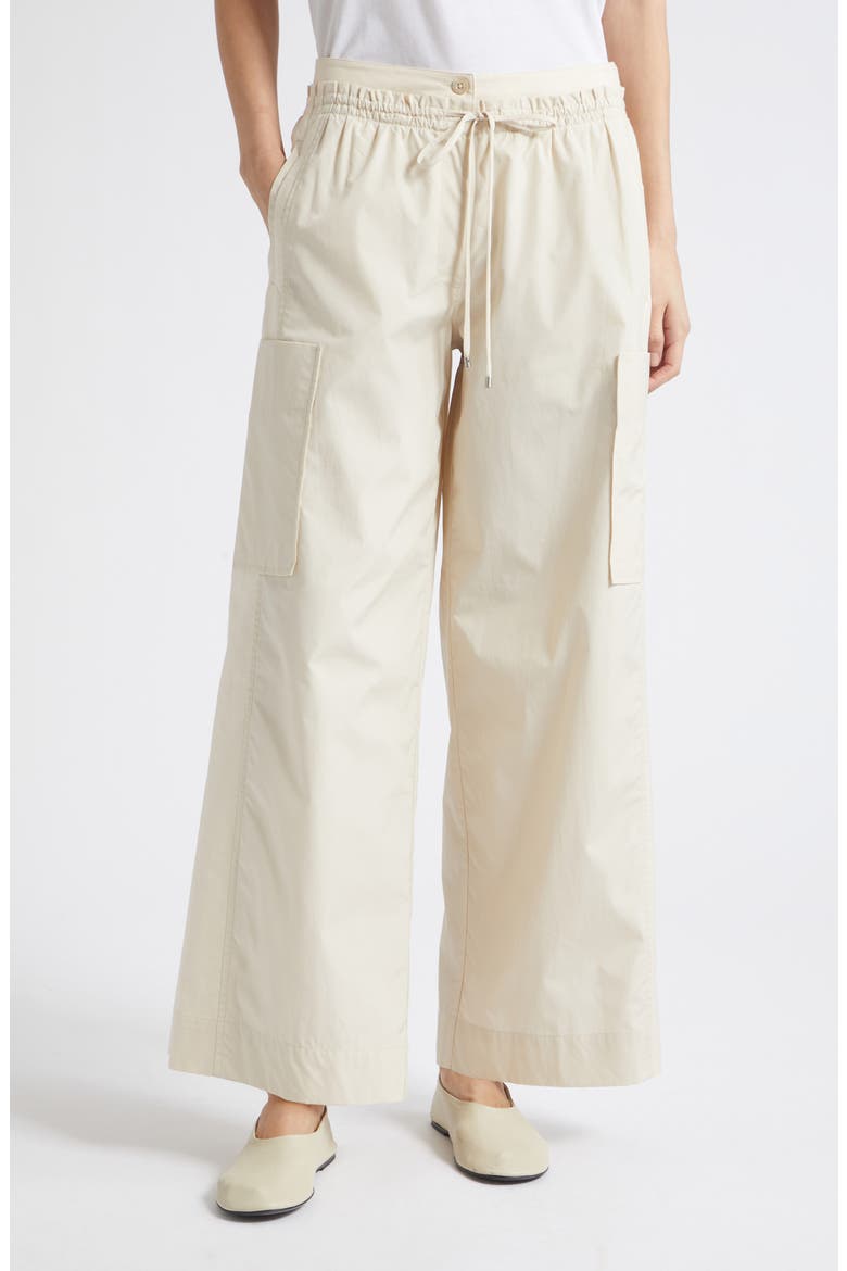 Double Waistband Cotton Poplin Pants, Main, color, STONE