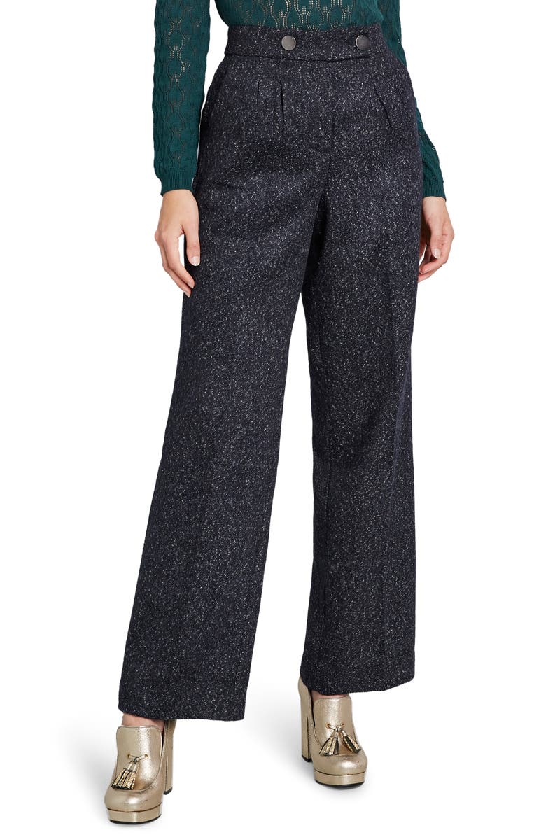ModCloth Wide Leg Tweed Pants, Main, color,