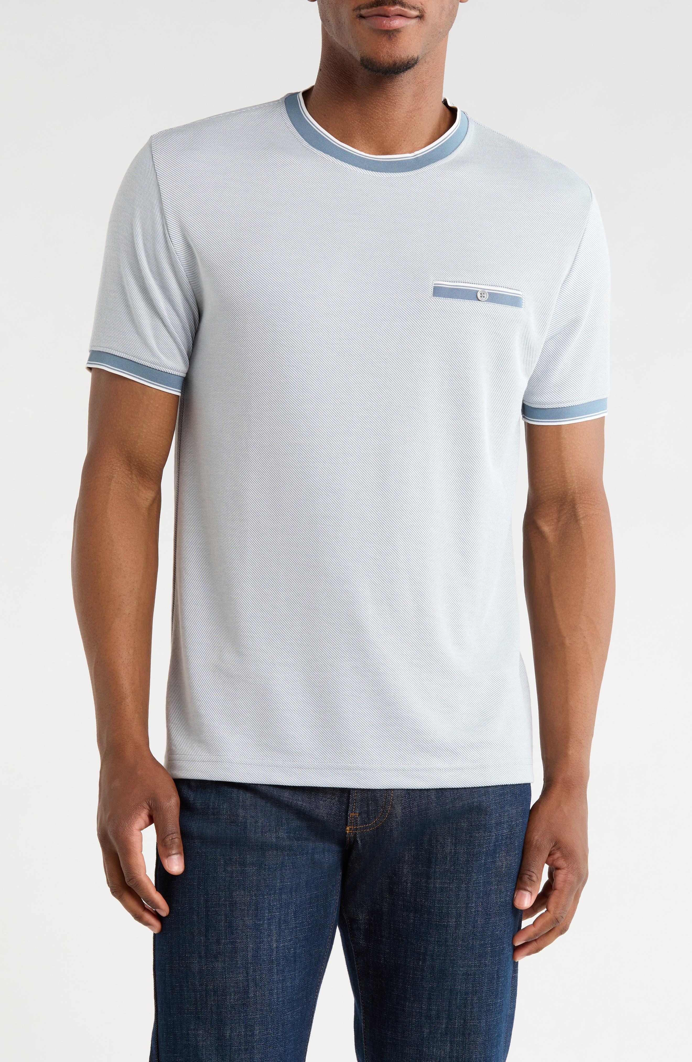 DENIM AND FLOWER Tipped Pocket T-Shirt
