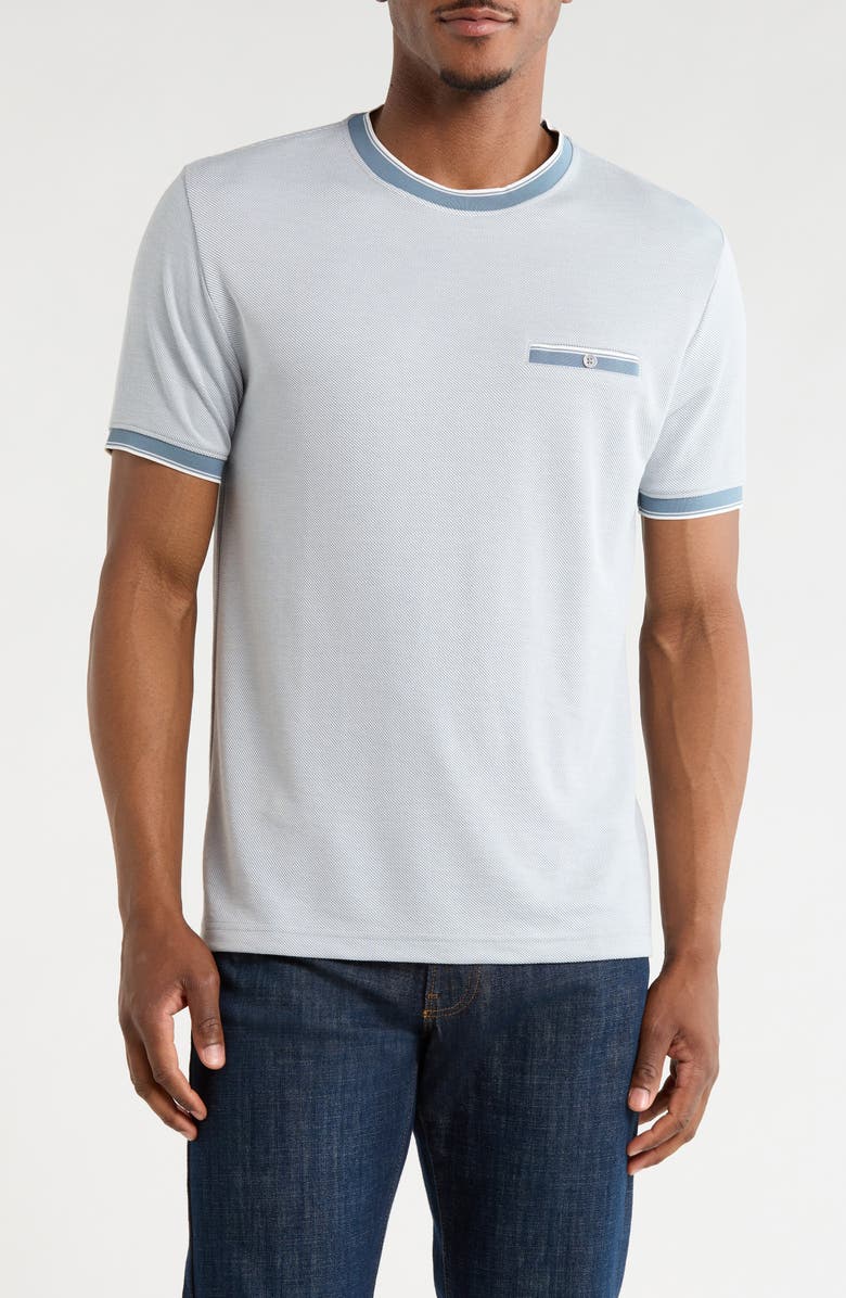 DENIM AND FLOWER Tipped Pocket T-Shirt, Main, color, Light Blue