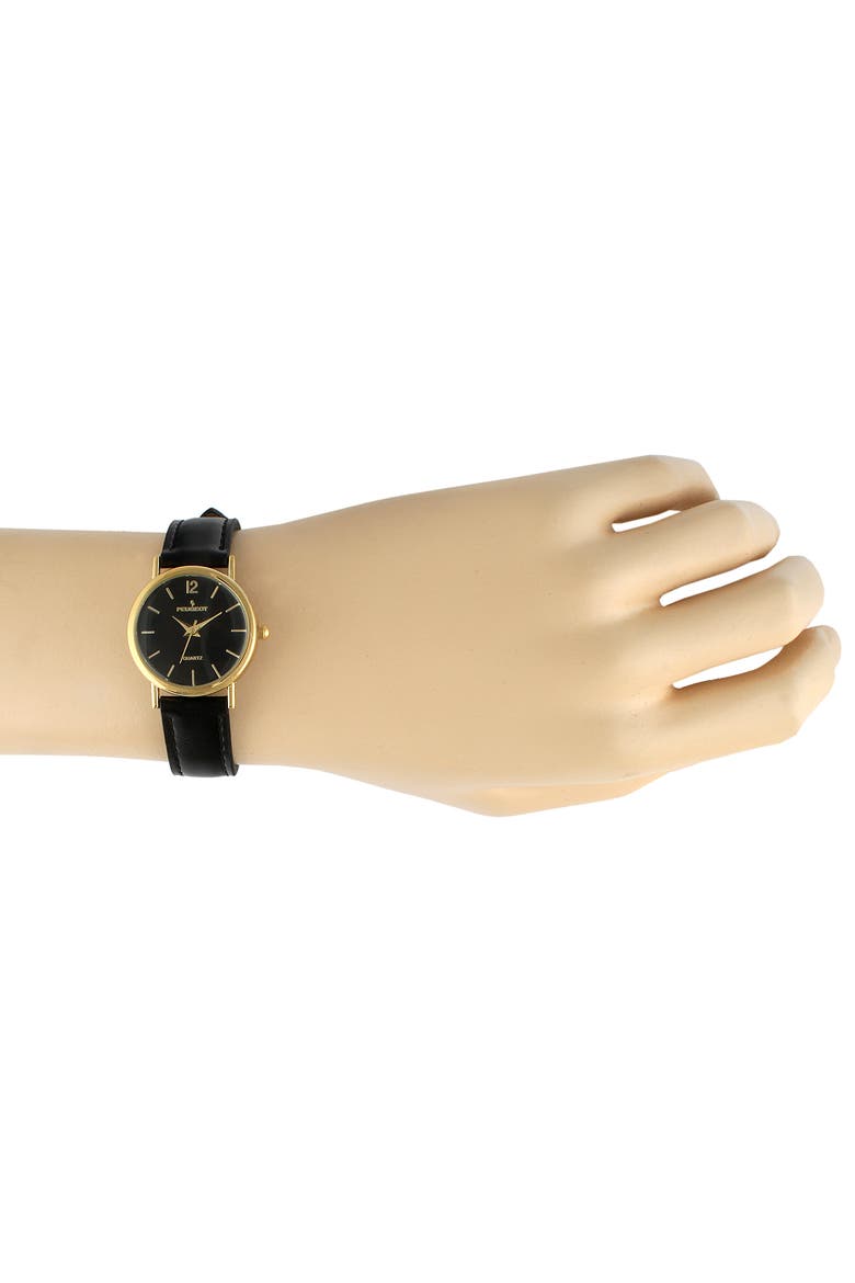 Easy Read Round Leather Watch- 24MM, Alternate, color, Black