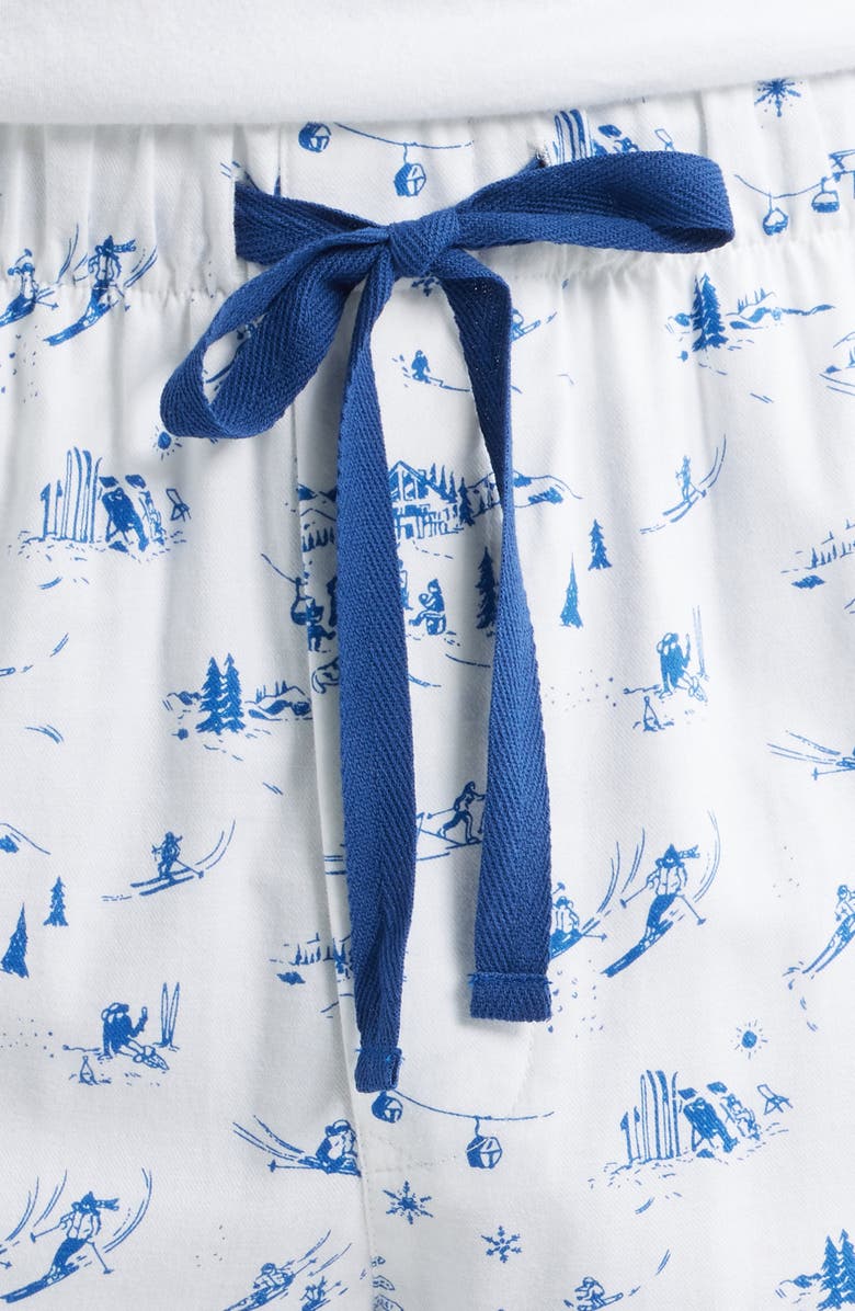 Petite Plume Après Ski Brushed Cotton Twill Pajama Pants, Alternate, color, Navy
