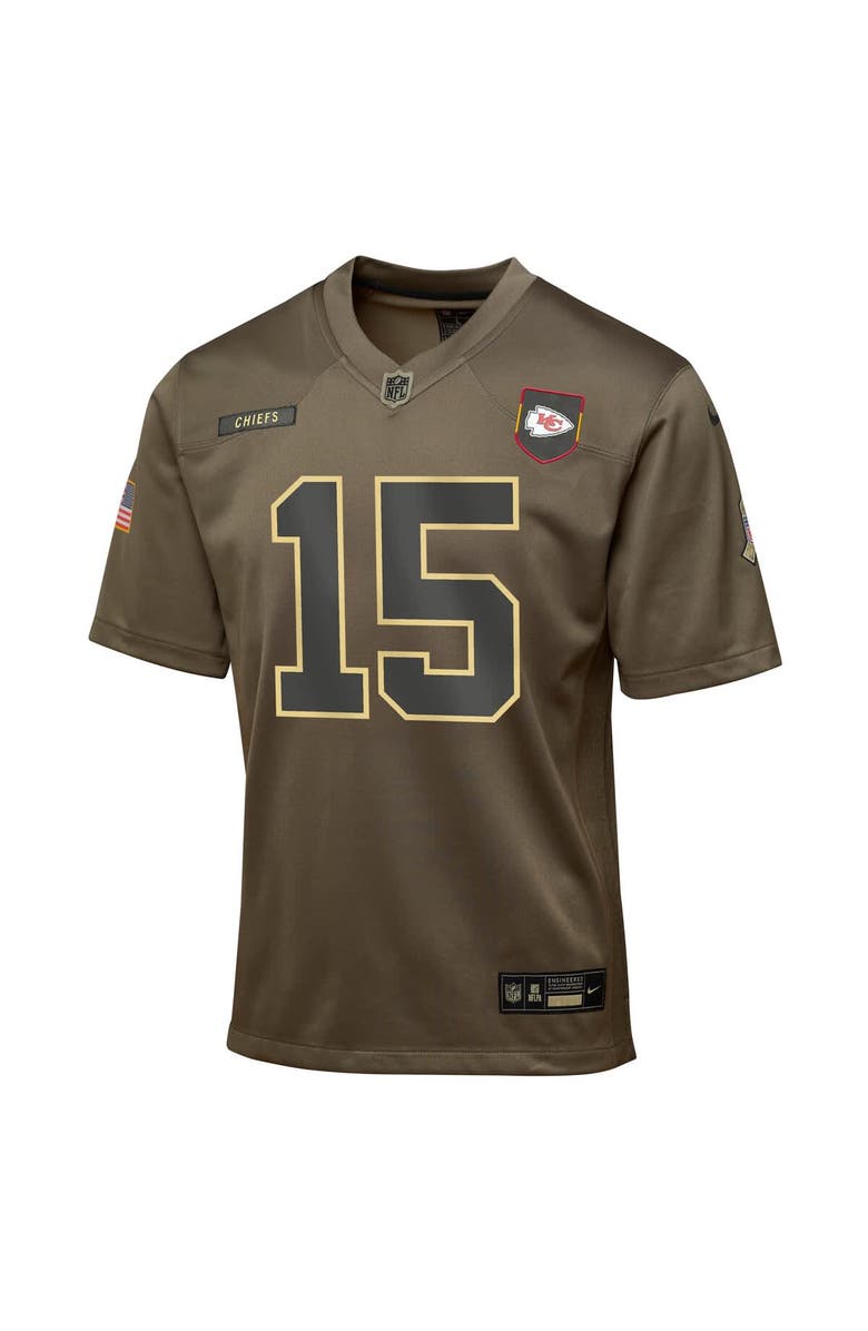 Nike Youth Nike Patrick Mahomes Olive Kansas City Chiefs 2025 Salute to Service Game Jersey, Alternate, color, Olive
