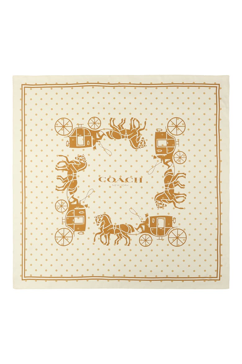 Horse & Carriage Polka Dot Silk Square Scarf, Alternate, color, CHALK