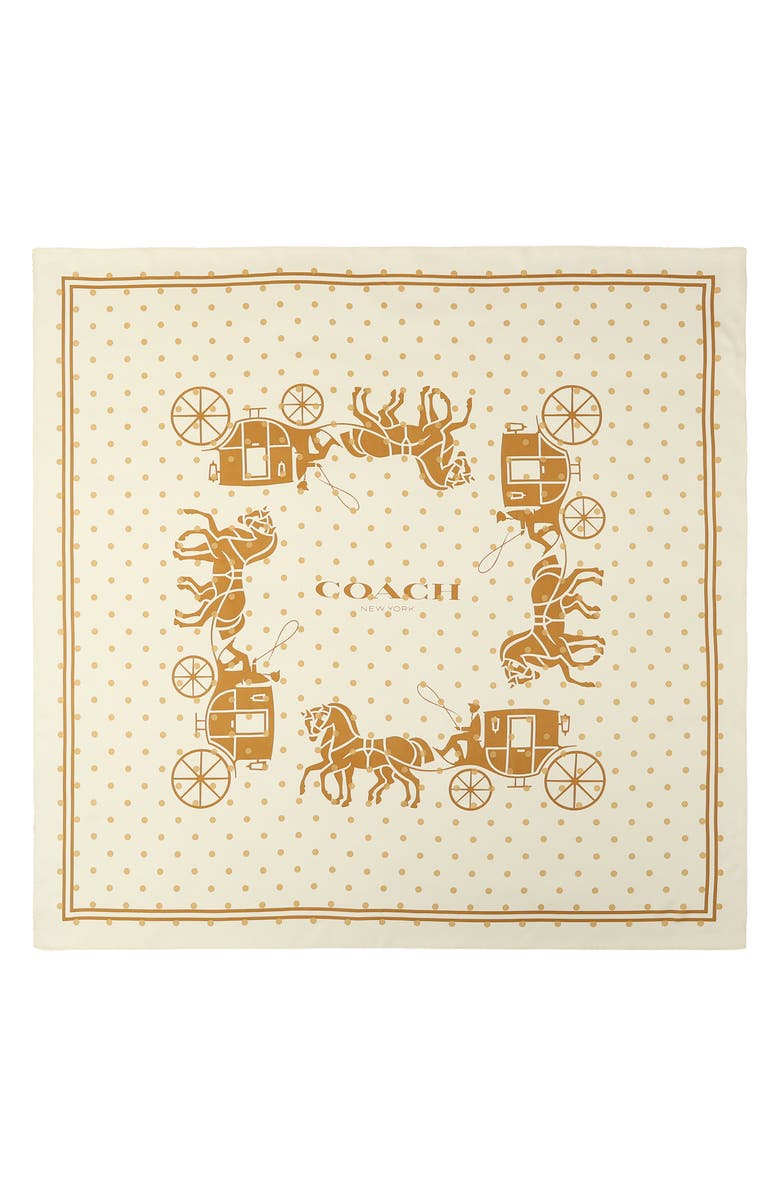 COACH Horse & Carriage Polka Dot Silk Square Scarf, Alternate, color, Chalk