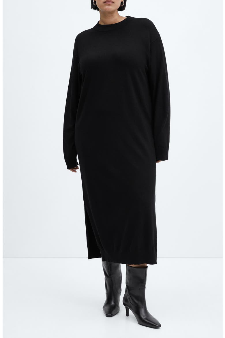 Oversize Long Sleeve Midi Sweater Dress, Alternate, color, BLACK