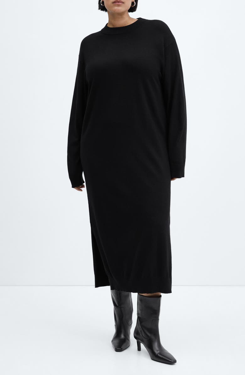 MANGO Oversize Long Sleeve Midi Sweater Dress, Alternate, color,