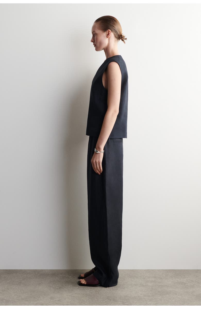 COS Linen Vest, Alternate, color, Navy