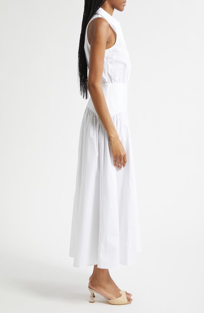 STAUD Romy Sleeveless Maxi Shirtdress, Alternate, color, White