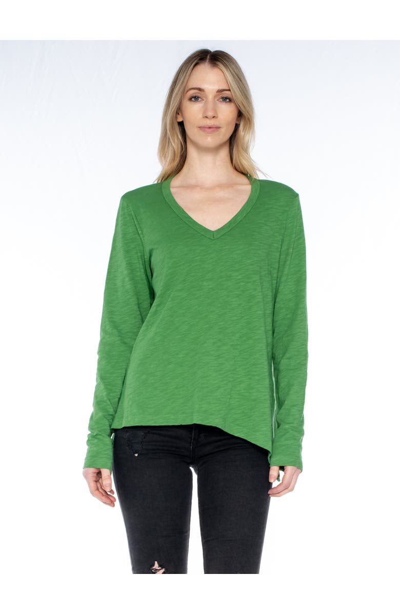 WILT Clothing Sexy Deep V Double Slant Hem Tee, Main, color, Clover