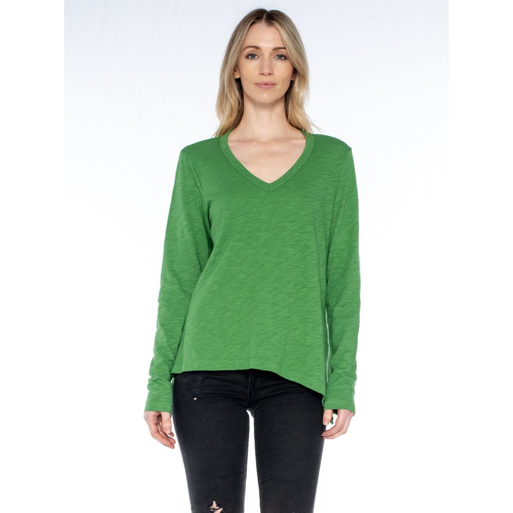Wilt Clothing Sexy Deep V Double Slant Hem Tee In Green