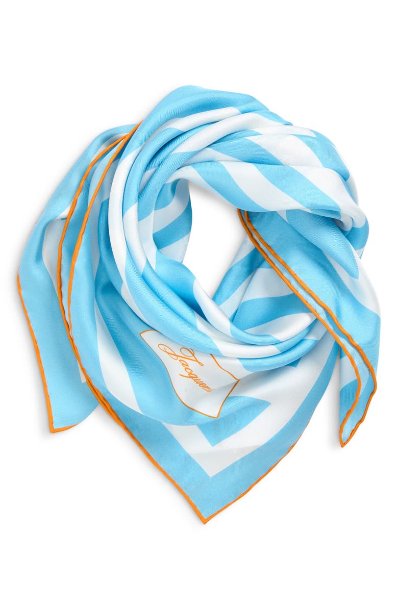 Jacquemus Le Foulard Stripe Silk Scarf, Alternate, color, Print White Blue Stripe 3Hc