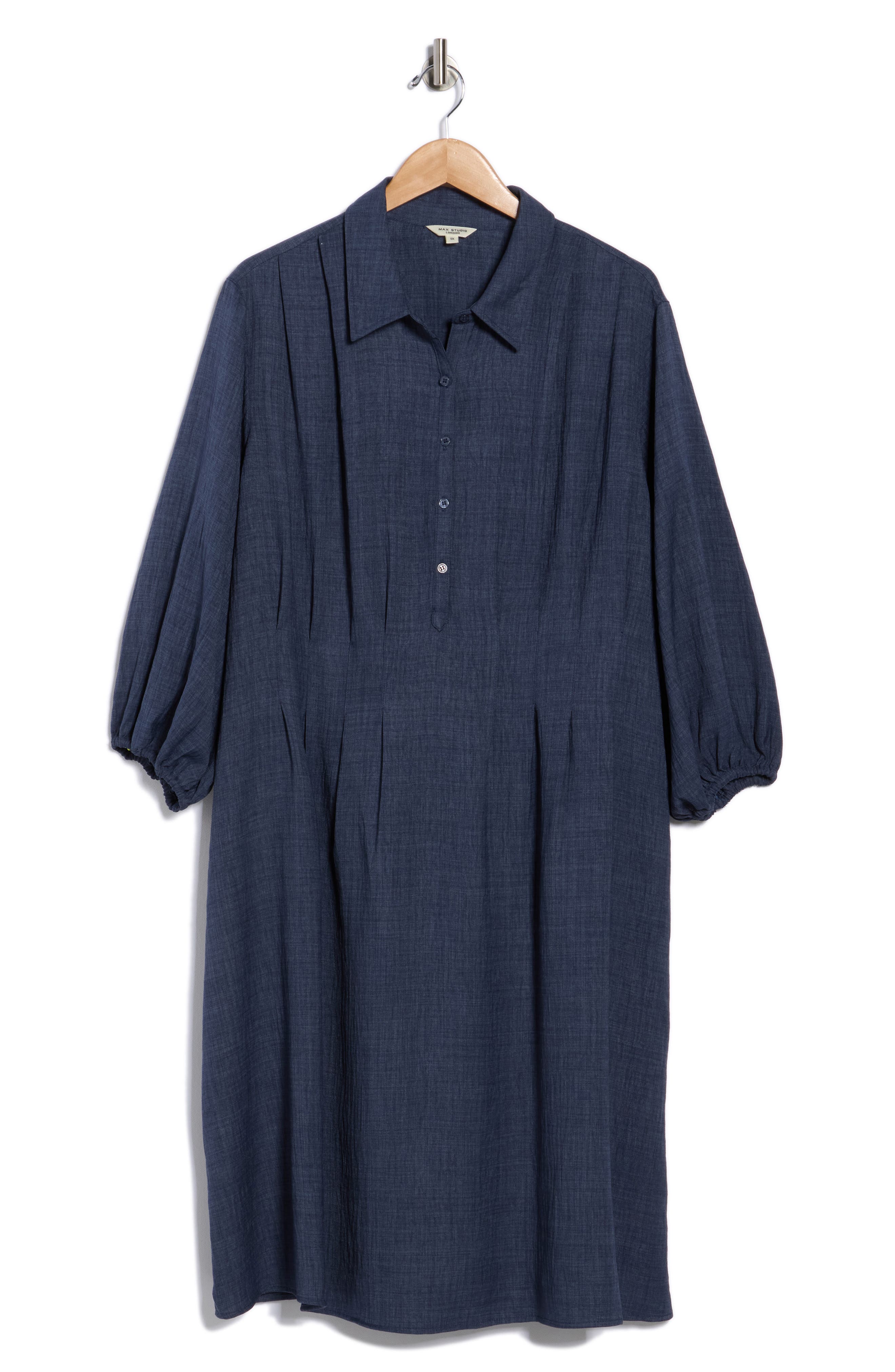 MAX STUDIO Balloon Sleeve Pleated Waist Shirtdress