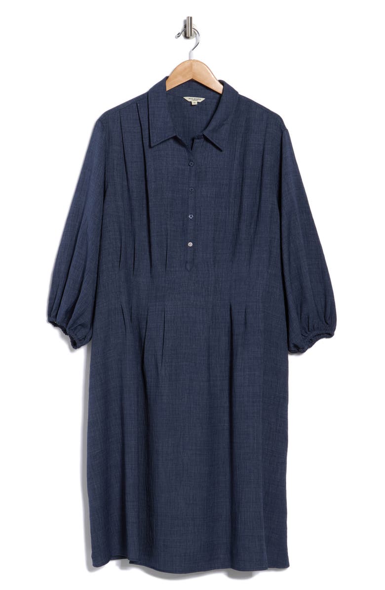 MAX STUDIO Balloon Sleeve Pleated Waist Shirtdress, Main, color, H. Indigo
