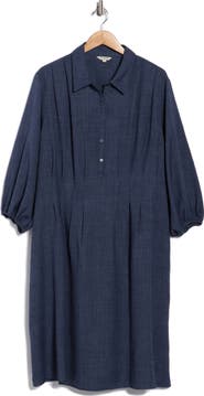 MAX STUDIO Balloon Sleeve Pleated Waist Shirtdress