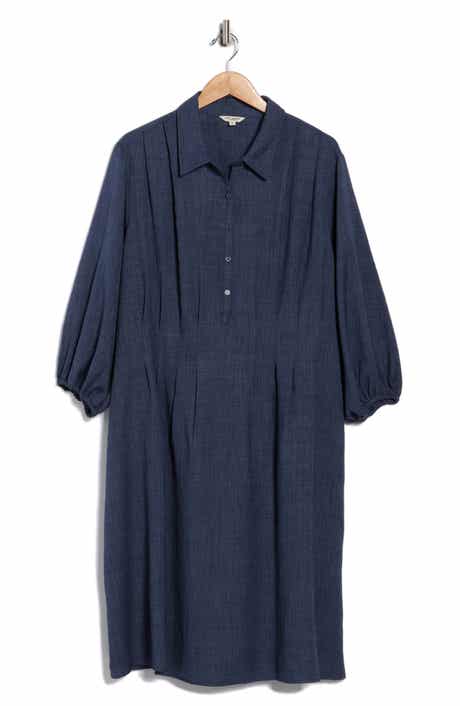 MAX STUDIO Balloon Sleeve Pleated Waist Shirtdress