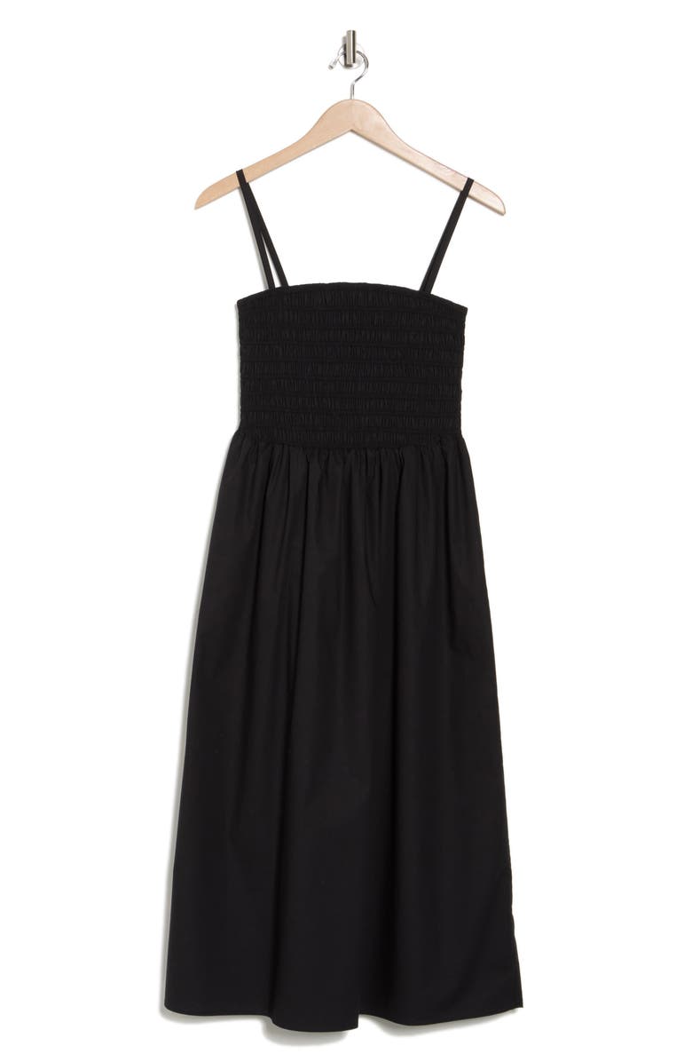 Theory City Smocked Stretch Poplin Midi Sundress, Alternate, color,