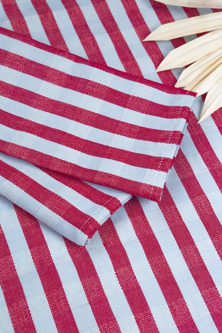 Handwoven Flora Cotton Napkins, Set of 4, Alternate, color, Red & Blue Stripe