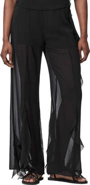 AllSaints Minna Ruffled Wide Leg Trousers