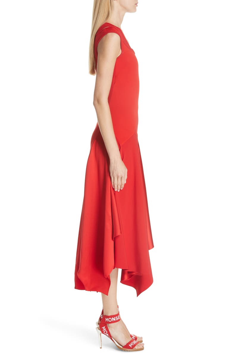 MONSE Asymmetrical Mixed Media Midi Dress, Alternate, color,