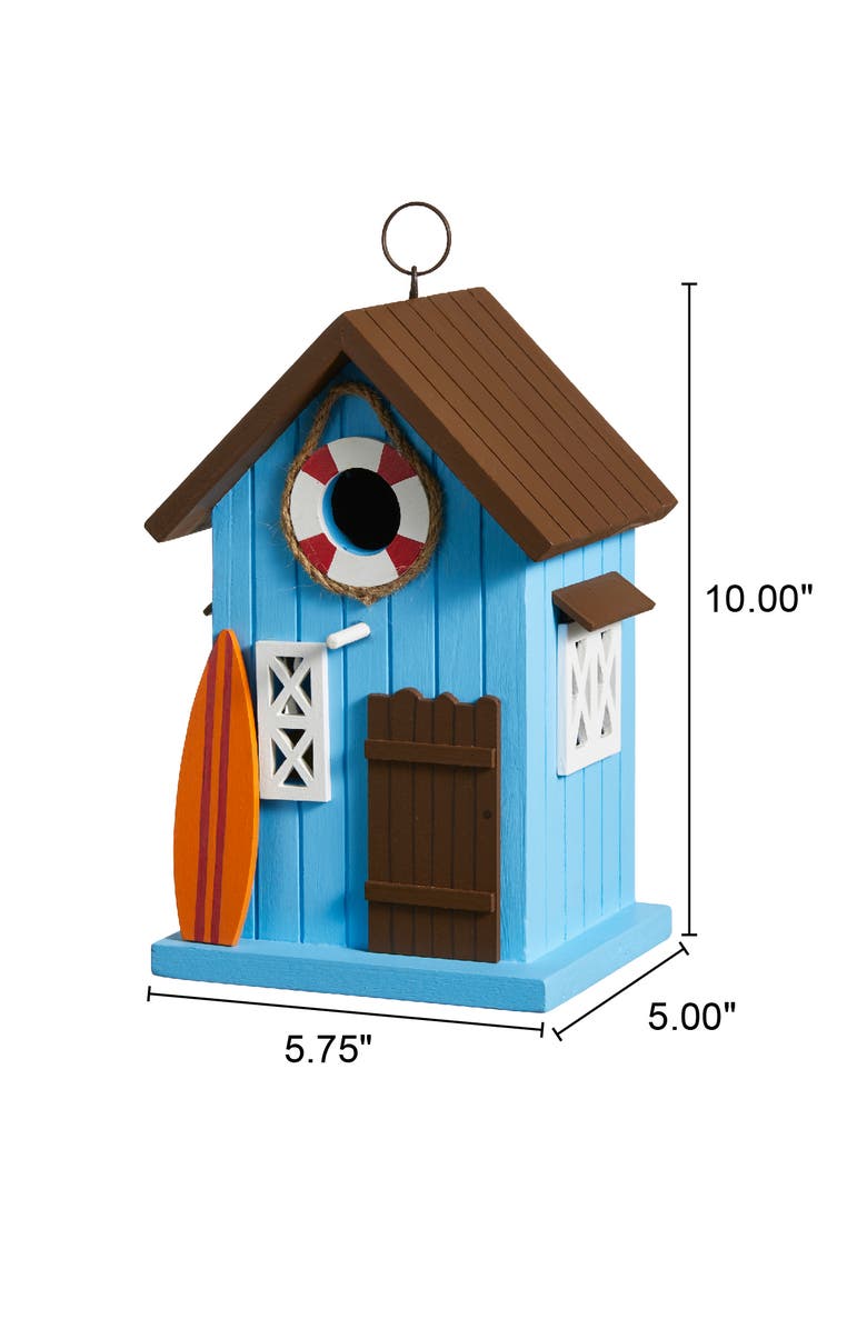 Glitzhome Modern Solid Wood Yellow General Store Decorative Outdoor Garden Birdhouse, Alternate, color, Blue