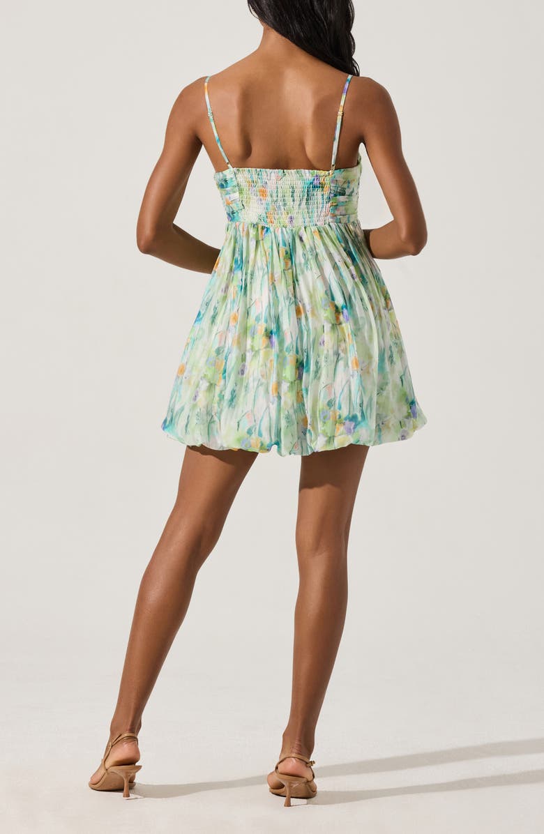 ASTR the Label Floral Bubble Hem Minidress, Alternate, color, Green Abstract Floral
