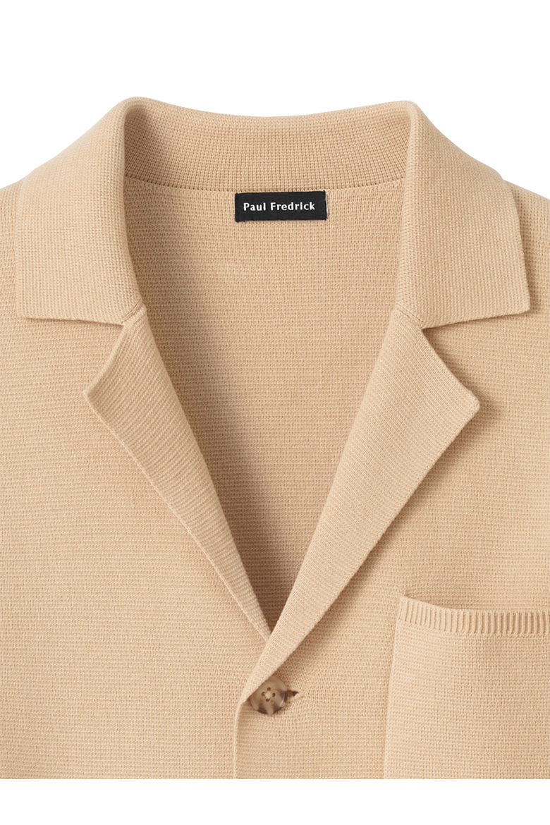 Cotton Notch Lapel Cardigan Sweater, Alternate, color, Tan