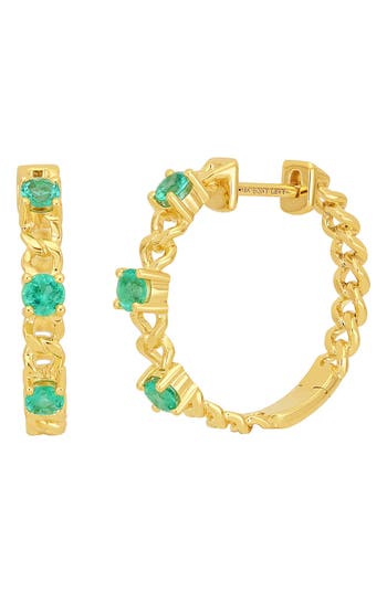 Bony Levy El Mar Emerald Hoop Earrings In 18k Yellow Gold