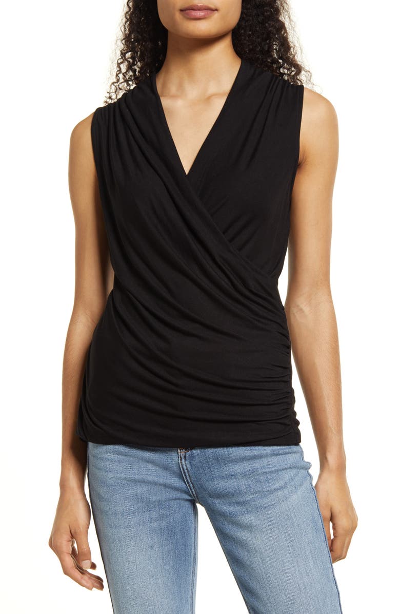 Loveappella Cross Drape Sleeveless Top, Main, color,