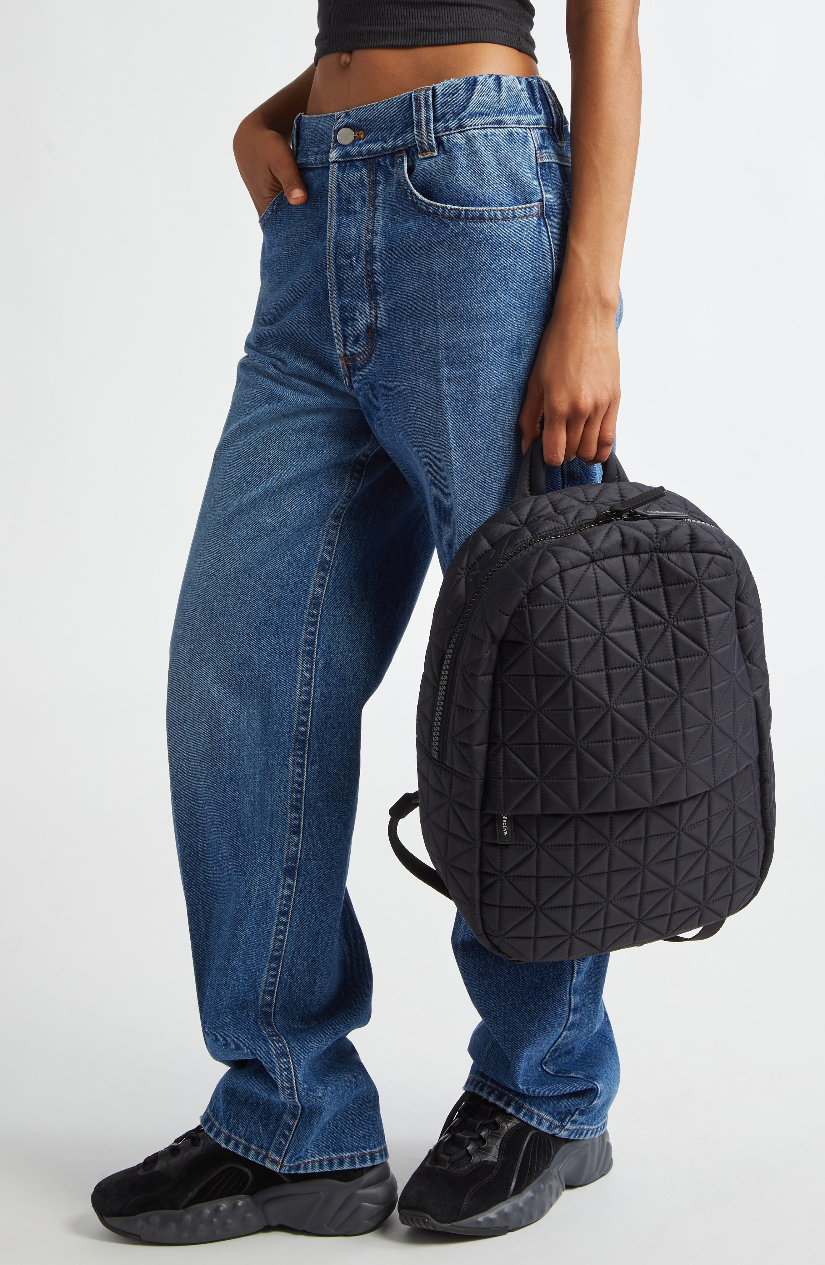VeeCollective Vee Water Repellent Quilted Nylon Backpack, Alternate, color, 