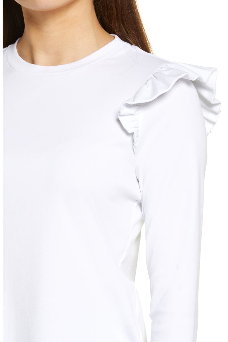 Ruffle Shoulder Top, Alternate, color, WHITE