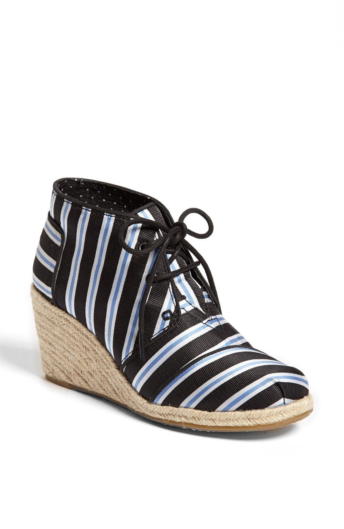 'Tabitha Simmons' Wedge Bootie, Main, color, BLACK/ BLUE STRIPES