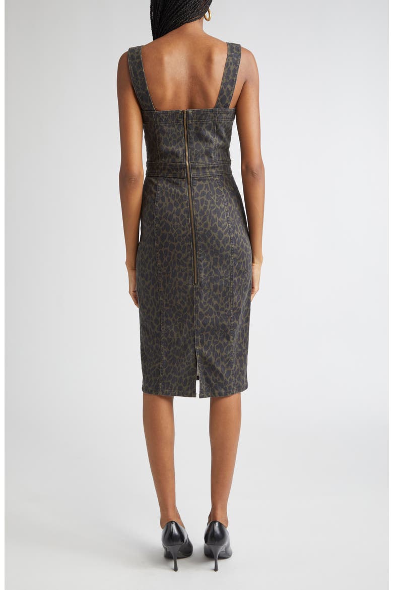 Tamera Cotton Blend Denim Sheath Dress, Alternate, color, DEEP OLIVE ANIMAL