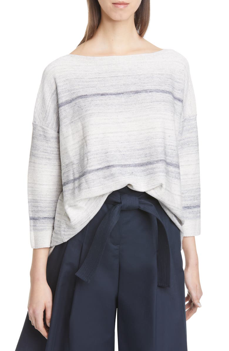 Lafayette 148 New York Ombré Silk & Linen Blend Sweater, Main, color, 
