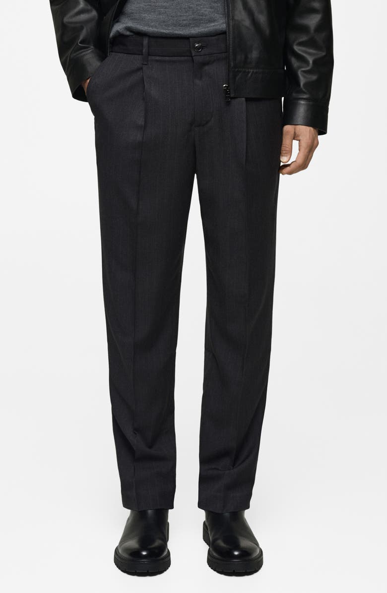 MANGO Regular Fit Pleated Pants, Main, color, Dark Heather Grey