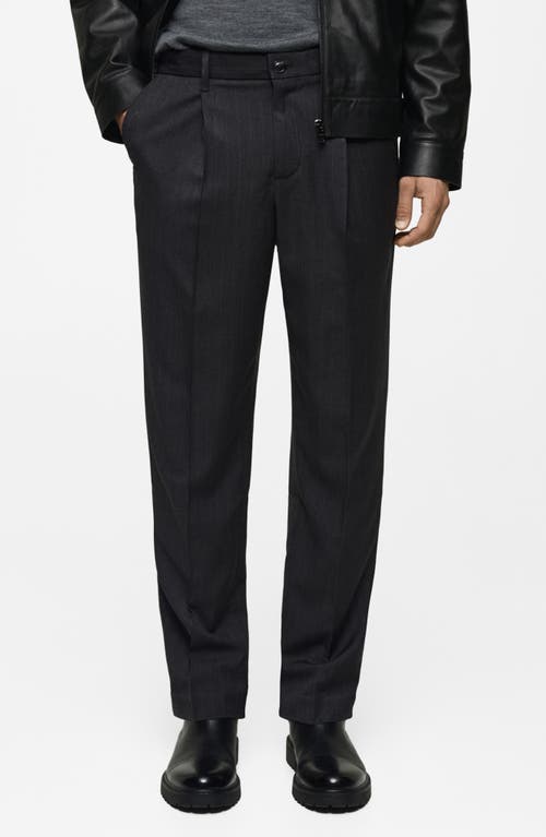 Mango Regular Fit Pleated Pants In Dark Heather Grey