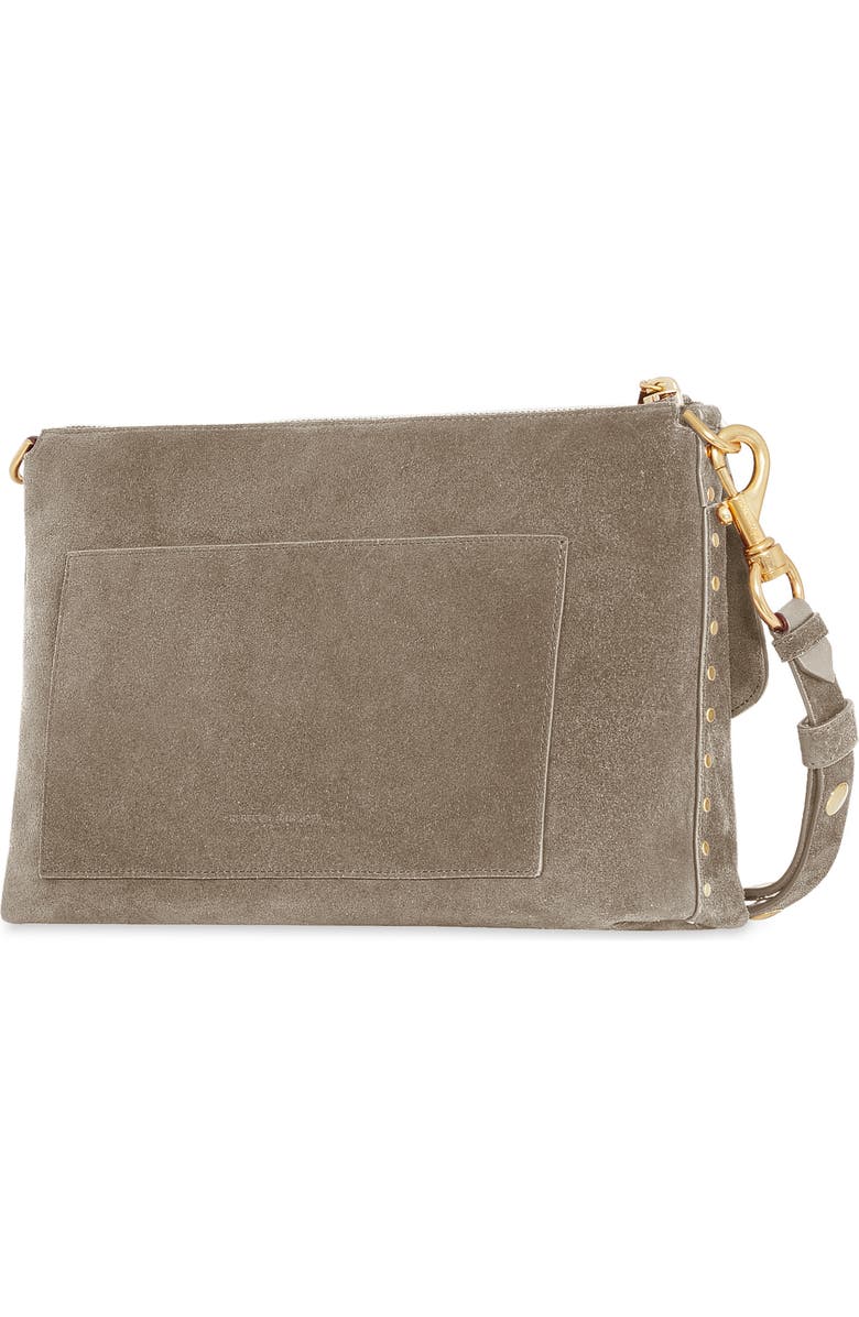 Rebecca Minkoff Darren Top Zip Suede Shoulder Bag, Alternate, color, Clay