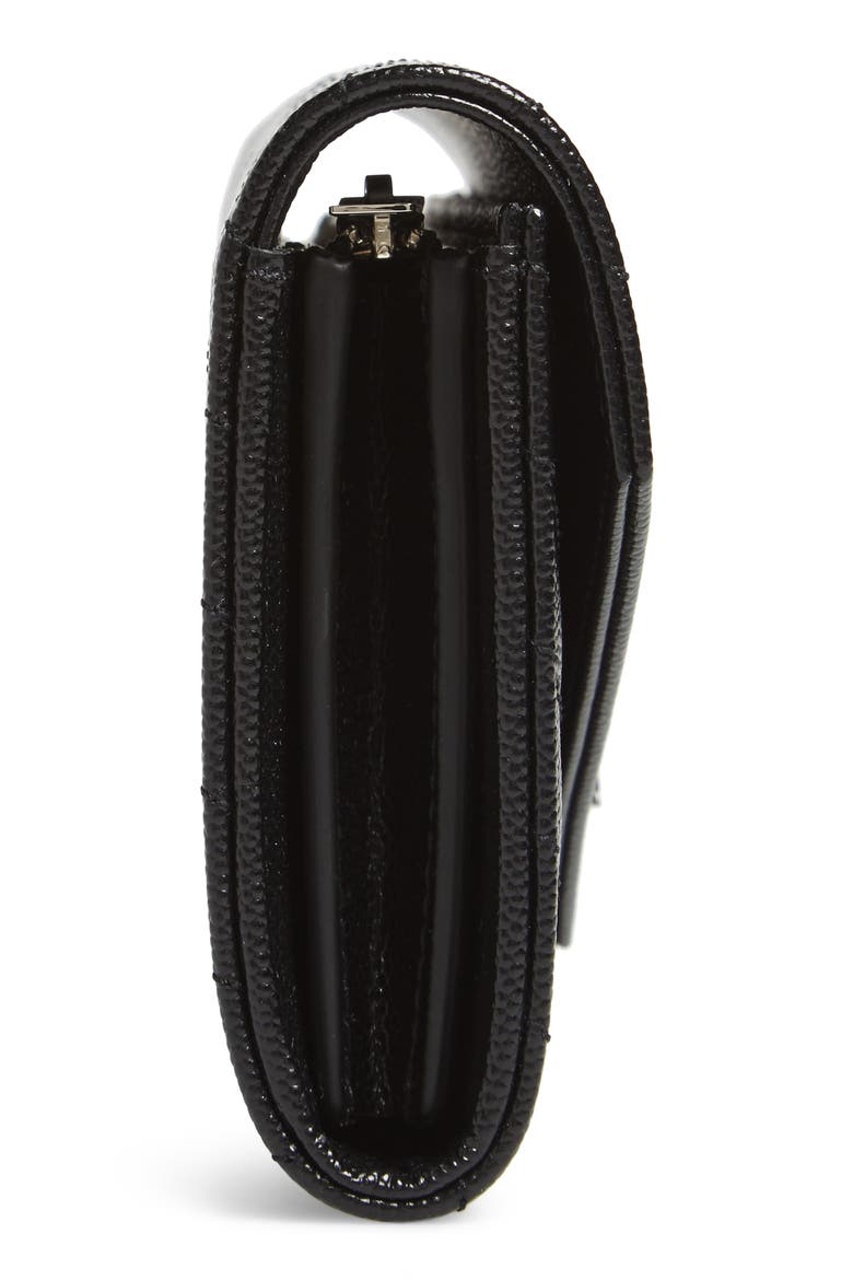 Matelassé Leather Envelope Wallet, Alternate, color, NOIR