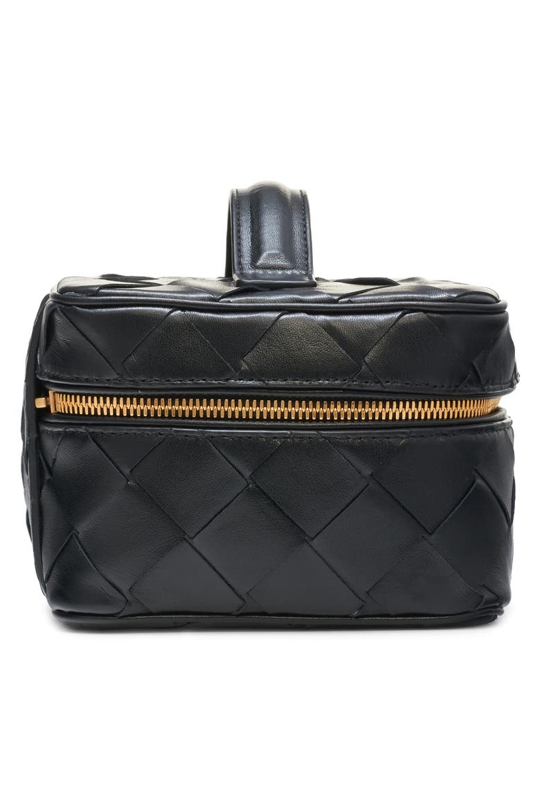 Intrecciato Leather East/West Vanity Case, Alternate, color, BLACK-GOLD