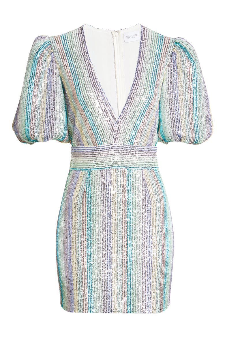 Indira Sequin Stripe Minidress, Alternate, color, MULTI