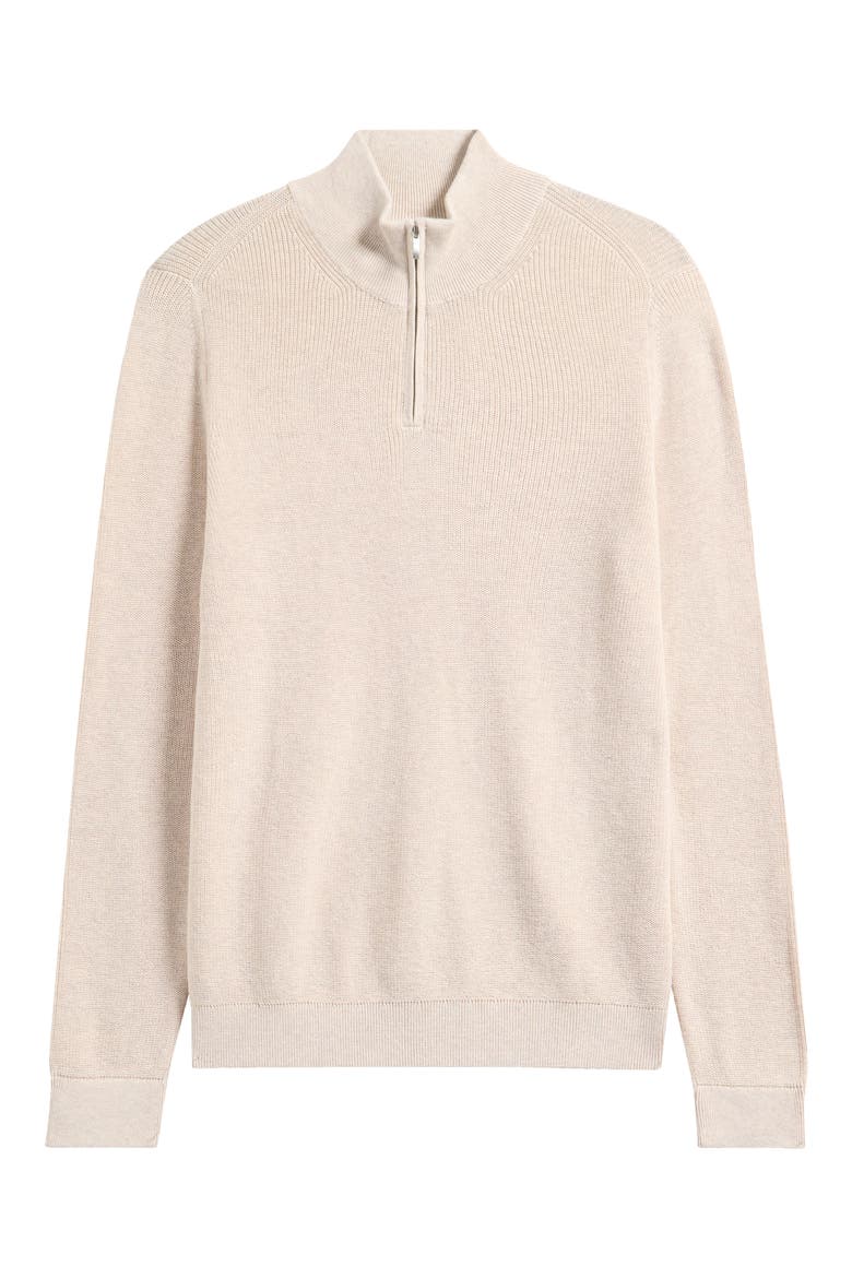 Cotton & Cashmere Quarter Zip Sweater, Alternate, color, IVORY SAND HEATHER