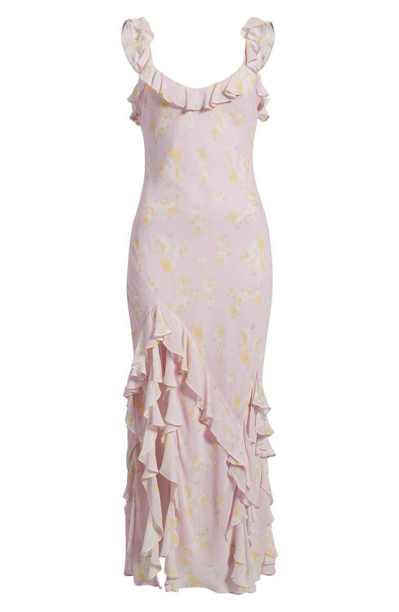 LoveShackFancy Roseline Ruffle Sleeveless Maxi Dress, Alternate, color, Wisteria Sun