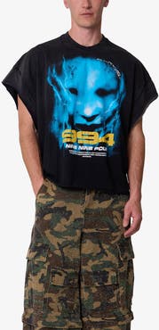 mnml 994 Phantom Distressed Graphic Cutoff T-Shirt