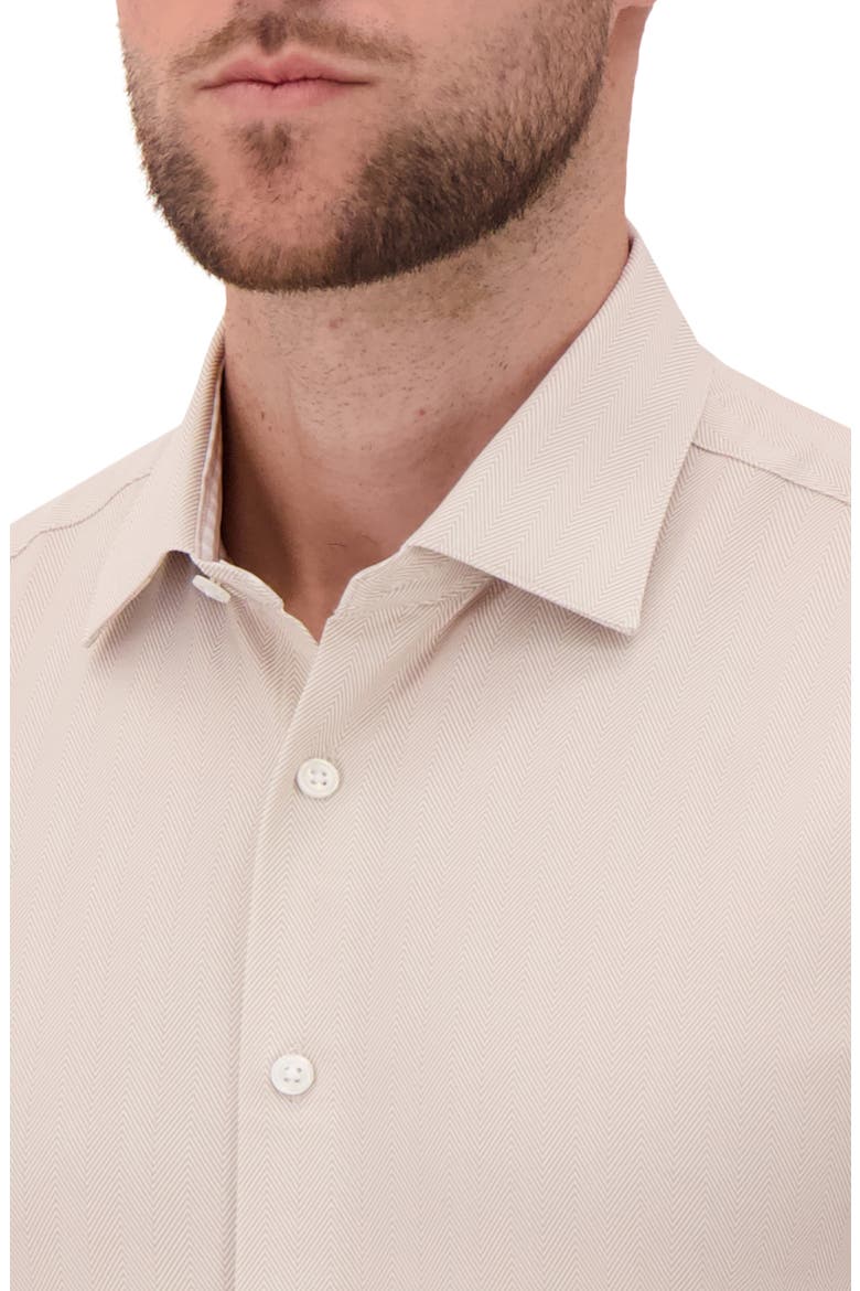 Slim Fit Herringbone 4-Way Stretch Button-Up Shirt, Alternate, color, IVORY