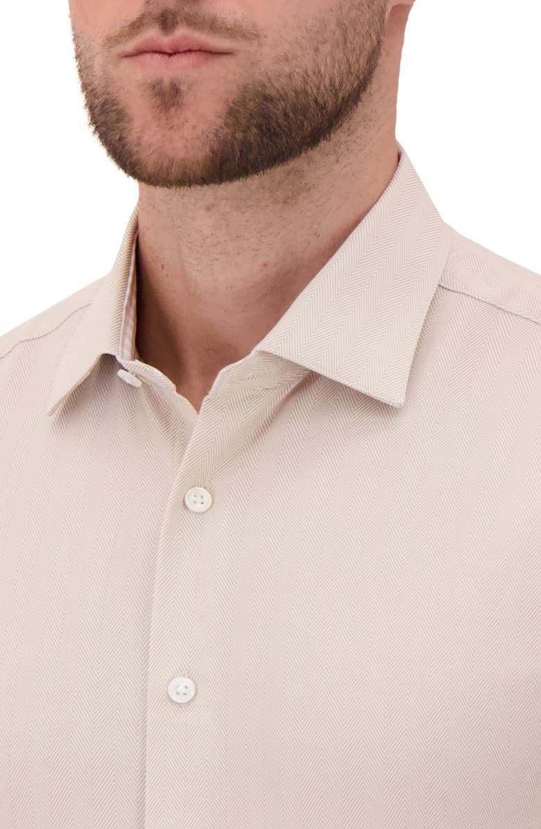 Report Collection Slim Fit Herringbone 4-Way Stretch Button-Up Shirt, Alternate, color, Ivory